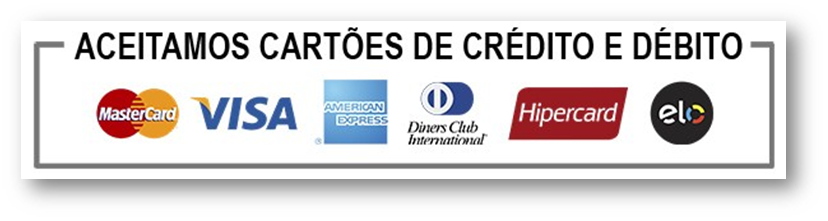 Aceitamos cartões de crédito e débito